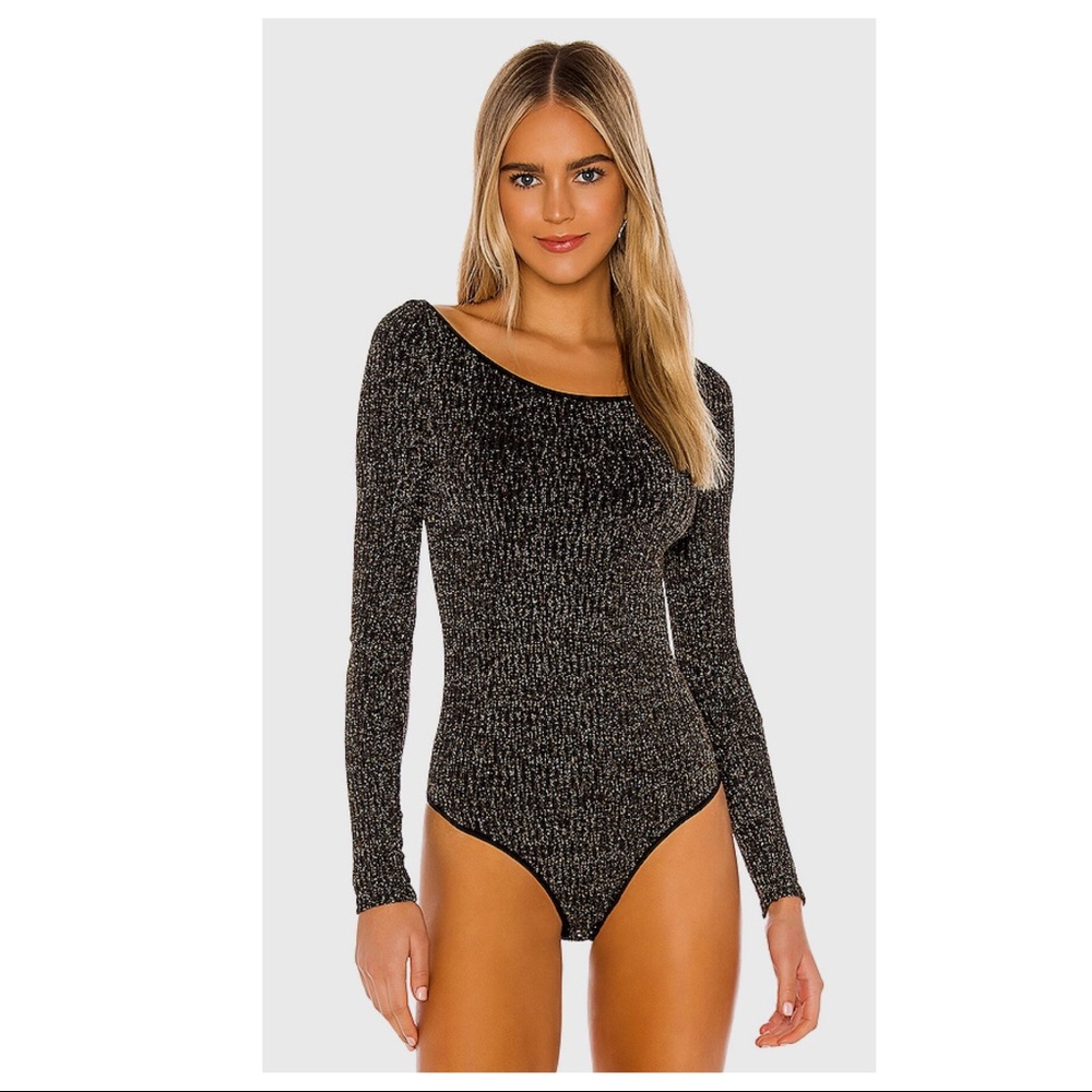 FREE PEOPLE BOHO GOLD SPARKLE BODYSUIT TOP A2C - Picture 8 of 15